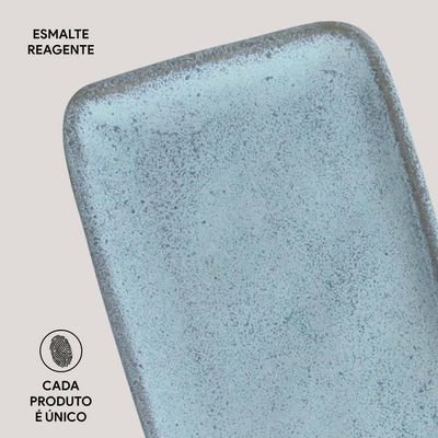 Conjunto de Travessas Retangular Média Porto Brasil Orgânico Breeze 33x13cm - 4 Peças Azul
