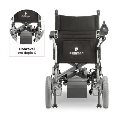 Cadeira de Rodas Motorizada em Alumínio Dobrável até 120 Kg D900 Dellamed Prata