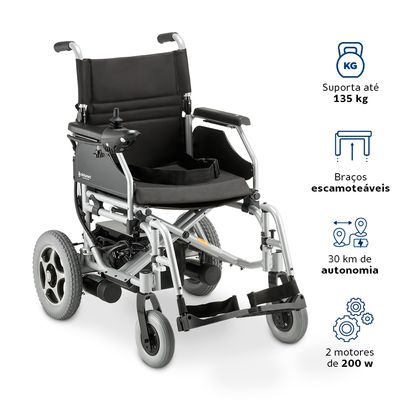 Cadeira de Rodas Motorizada em Alumínio Dobrável até 120 Kg D900 Dellamed Prata