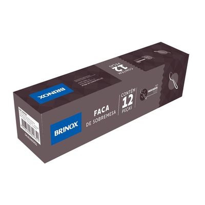 Conjunto de Facas de Sobremesa Brinox Módena Aço Inox 12 Peças Aço Inox Polido com Friso Inox