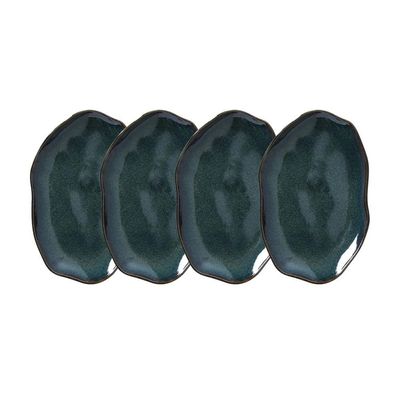 Conjunto de Travessas Oval Rasa Média Porto Brasil Bio Oceano 30x20cm - 4 Peças Azul