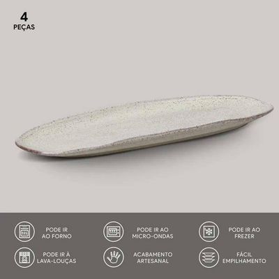 Conjunto de Travessas Oval Rasa Grande Porto Brasil Orgânico Pistache 36x13cm - 4 Peças Verde