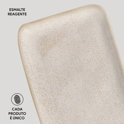 Conjunto de Travessas Retangulares Médias Porto Brasil Orgânico Latte 33x13cm - 4 Peças Off White