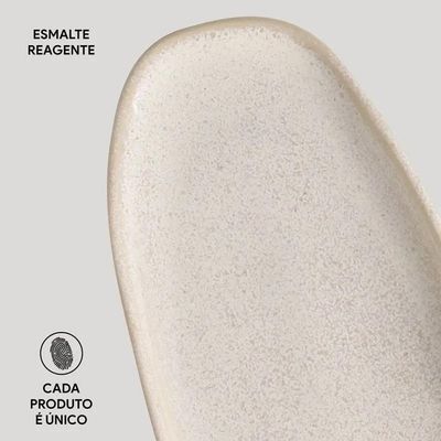 Conjunto de Travessas Oval Rasa Grande Porto Brasil Orgânico Latte 36x13cm - 4 Peças Off White