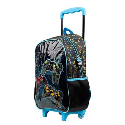 Mochila de Rodinhas Masculina Video Game Preta U / Preto