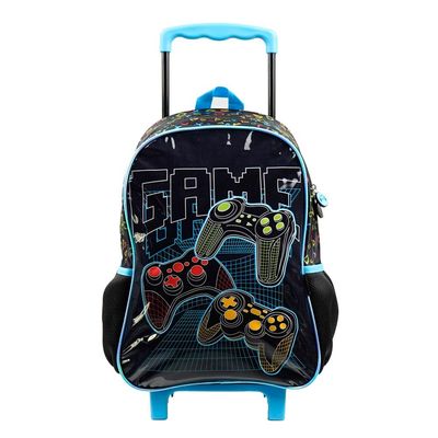 Mochila de Rodinhas Masculina Video Game Preta U / Preto