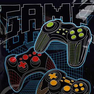 Mochila de Rodinhas Masculina Video Game Preta U / Preto