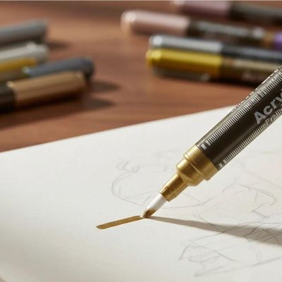 Estojo Marcador Artístico Acrylic Paint Brush 12 Cores Molin Metalizado