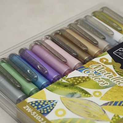 Estojo Marcador Artístico Acrylic Paint Brush 12 Cores Molin Metalizado