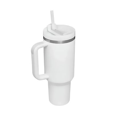 Copo Térmico Estilo Quencher 1200ml Inox Portátil Canudo Cor:Branco