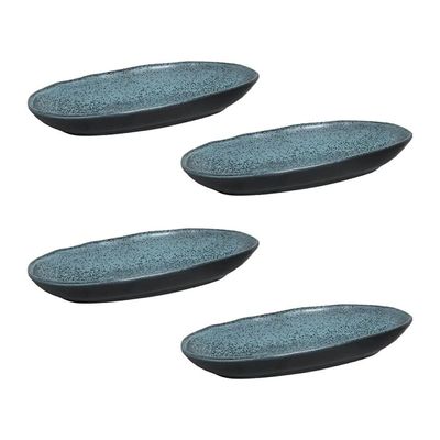 Conjunto de Travessas Ovais Grandes Porto Brasil Orgânico Night Sky 32x16cm - 4 Peças Azul