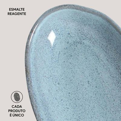 Conjunto de Travessas Oval Funda G Porto Brasil Orgânico Breeze 32x16cm - 4 Peças Azul