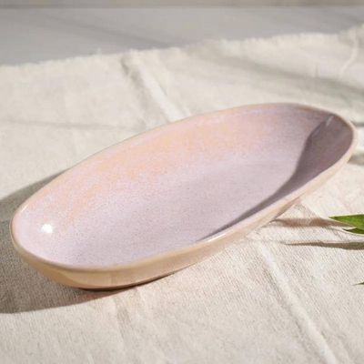Conjunto de Travessas Ovais Grandes Porto Brasil Orgânico Litchi 32x16cm - 4 Peças Rosa