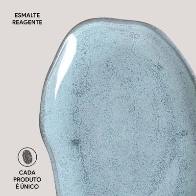 Conjunto de Travessas Oval Rasa Média Porto Brasil Bio Breeze 30x20cm - 4 Peças Azul
