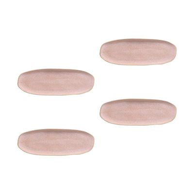 Conjunto de Travessas Oval Rasa Grande Porto Brasil Orgânico Litchi 36x13cm - 4 Peças Rosa