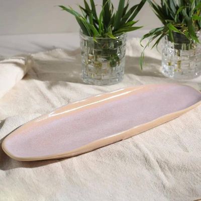 Conjunto de Travessas Oval Rasa Grande Porto Brasil Orgânico Litchi 36x13cm - 4 Peças Rosa