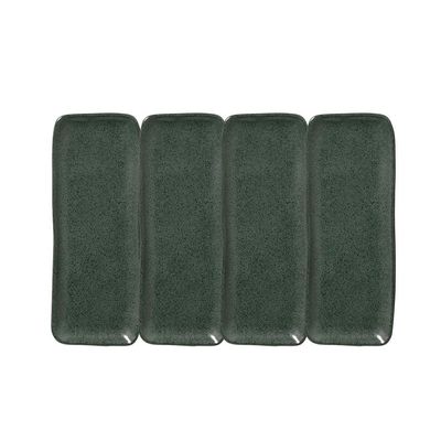 Conjunto de Travessas Retangulares Médias Porto Brasil Orgânico Greenery 33x13cm - 4 Peças Verde