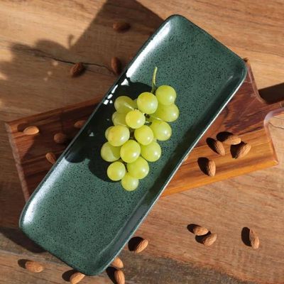 Conjunto de Travessas Retangulares Médias Porto Brasil Orgânico Greenery 33x13cm - 4 Peças Verde