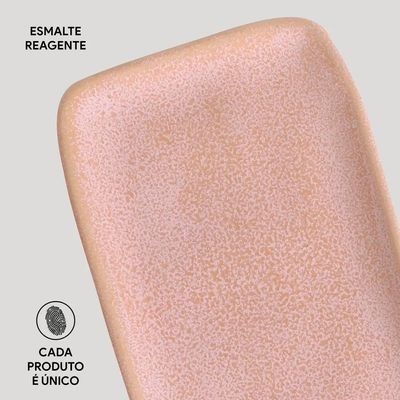 Conjunto de Travessas Retangulares Médias Porto Brasil Orgânico Litchi 33x13cm - 4 peças Rosa
