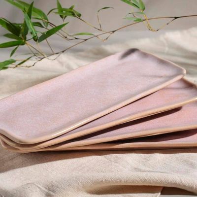 Conjunto de Travessas Retangulares Médias Porto Brasil Orgânico Litchi 33x13cm - 4 peças Rosa