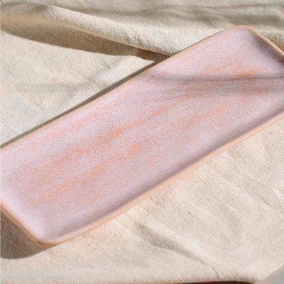Conjunto de Travessas Retangulares Médias Porto Brasil Orgânico Litchi 33x13cm - 4 peças Rosa