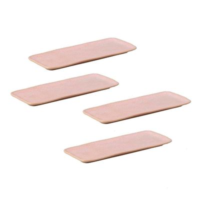 Conjunto de Travessas Retangulares Médias Porto Brasil Orgânico Litchi 33x13cm - 4 peças Rosa