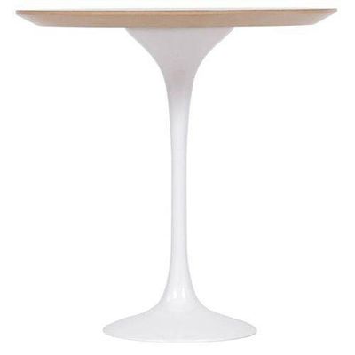 Mesa Lateral Tulipa Saarinen Redonda 51 cm Freijó Branco