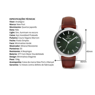 Relógio Feminino Couro Marrom Analógico Casual Elegante 40mm