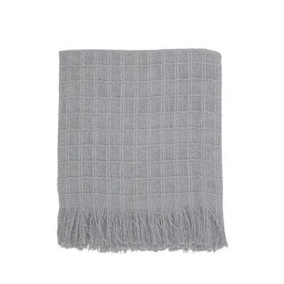 Manta Xale Rubi 1,70m X 1,40m Com Franja Para Sofá Cama 100% Algodão 01 Peça - Cinza
