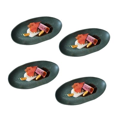 Conjunto de Travessas Ovais Grandes Porto Brasil Orgânico Greenery 32x16cm - 4 Peças Verde