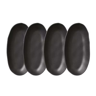 Conjunto de Travessas Ovais Grandes Porto Brasil Orgânico Matte 32x16cm 4 Peças Preto