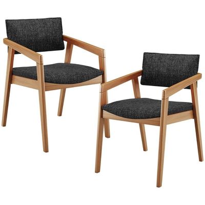 Kit 02 Cadeiras Para Sala De Jantar Estar Living Giorgia L02 Linho Chumbo - Lyam Decor