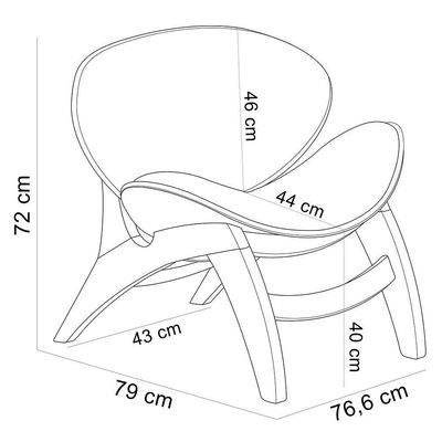 Kit 4 Poltronas Decorativa Orgânica Sala Living Kadosh L02 Couríssimo Fendi - Lyam Decor