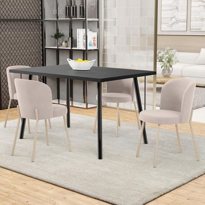 Kit 3 Cadeiras Sala de Jantar Estofada Gavi Arena L02 Suede Bege - Lyam Decor