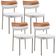 Kit 04 Cadeiras Decorativa Para Sala De Jantar Melina Base Arena L02 Faixa Couríssimo Camel Facto Branco - Lyam Decor