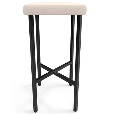 Kit 06 Banquetas Alta Bar Cozinha Sala De Jantar Preto Stella L02 Suede Bege - Lyam Decor
