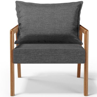 Poltrona Decorativa Para Sala de Estar e Living Alícia B04 Linho Cinza Escuro - Lyam Decor