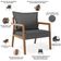 Poltrona Decorativa Para Sala de Estar e Living Alícia B04 Linho Cinza Escuro - Lyam Decor