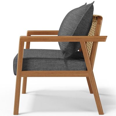 Poltrona Decorativa Para Sala de Estar e Living Alícia B04 Linho Cinza Escuro - Lyam Decor