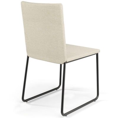 Cadeira Decorativa Estofada Para Sala De Jantar Preto Maya L02 Linho Champagne - Lyam Decor Decor