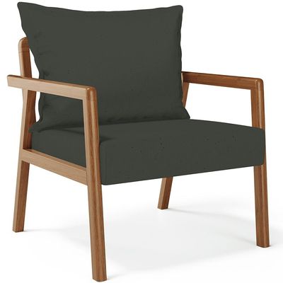 Poltrona Decorativa Para Sala de Estar e Living Alícia B04 Linho Verde Musgo - Lyam Decor