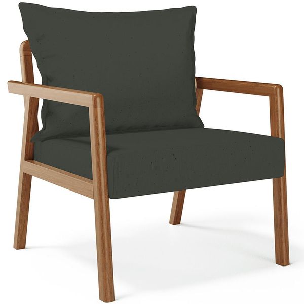 Poltrona Decorativa Para Sala de Estar e Living Alícia B04 Linho Verde Musgo - Lyam Decor