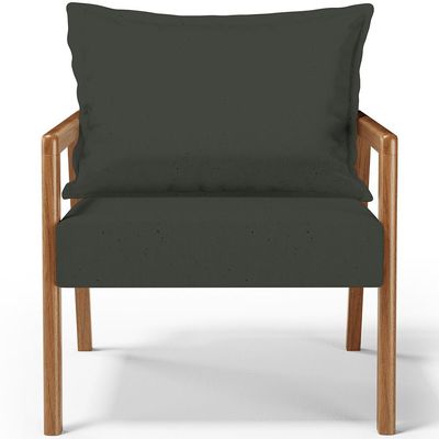 Poltrona Decorativa Para Sala de Estar e Living Alícia B04 Linho Verde Musgo - Lyam Decor