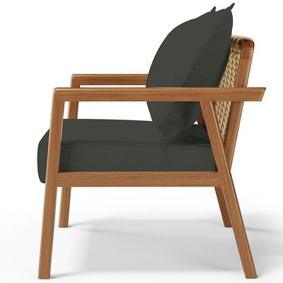 Poltrona Decorativa Para Sala de Estar e Living Alícia B04 Linho Verde Musgo - Lyam Decor