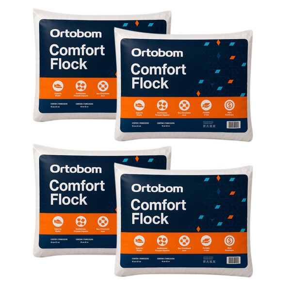 Kit-4-Travesseiros-Ortobom-Confort-Flock-5188926 Kit-4-Travesseiros-Ortobom-Confort-Flock-5188926