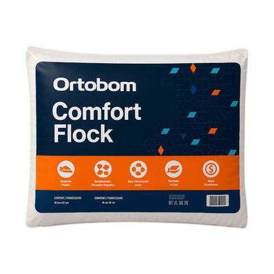 Kit 4 Travesseiros Ortobom Confort Flock 40 x 60 x 09 cm