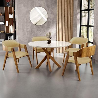 Cadeira Para Sala de Jantar e Estar Living Estofada Suran L02 Couríssimo Fendi - Lyam