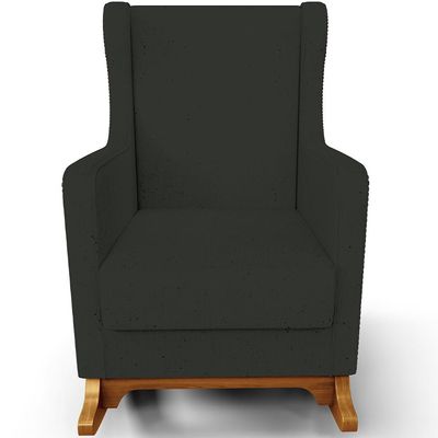 Poltrona de Amamentação com Balanço Mavie L02 Linho Verde Musgo - Lyam Decor