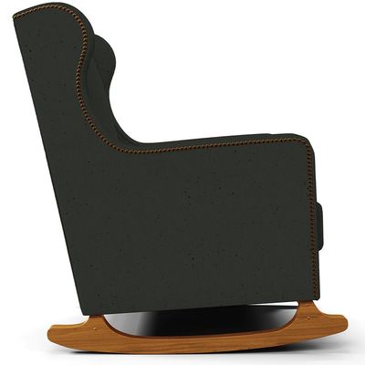 Poltrona de Amamentação com Balanço Mavie L02 Linho Verde Musgo - Lyam Decor