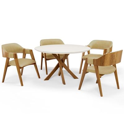Cadeira Para Sala de Jantar e Estar Living Estofada Suran L02 Couríssimo Fendi - Lyam